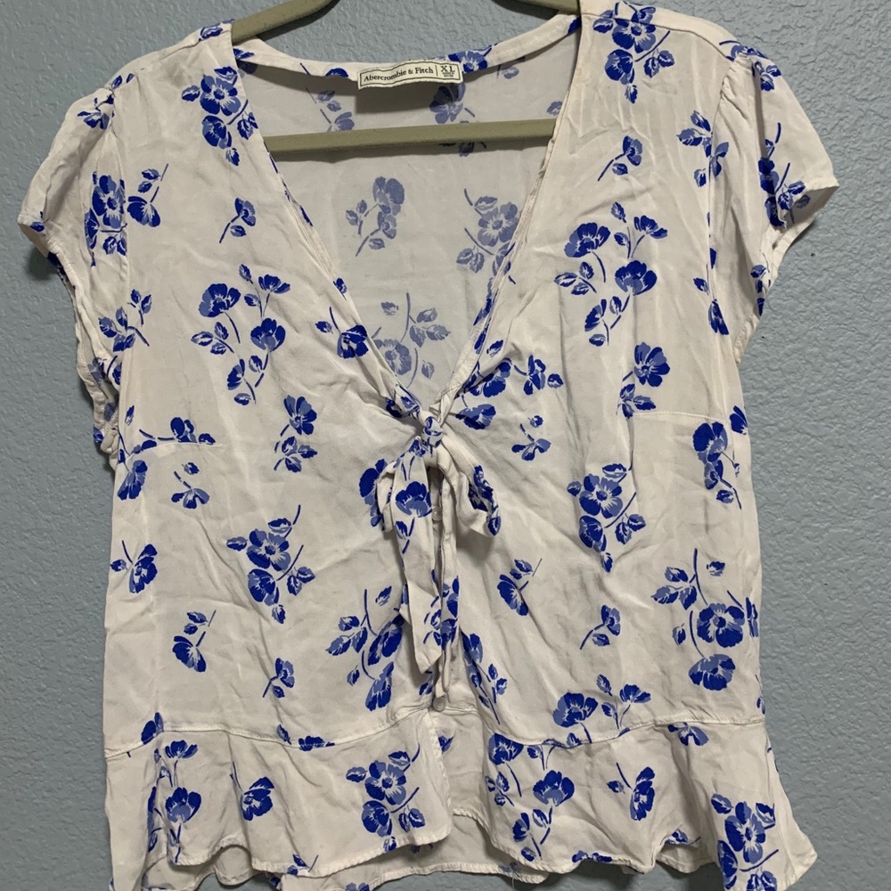 Floral tie front top